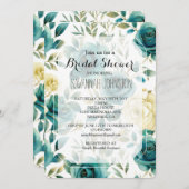 Invitation Turquoise Crème Rose Fête des mariées Florale (Devant / Derrière)