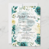 Invitation Turquoise Crème Rose Fête des mariées Florale (Devant)