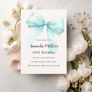 Invitation Turquoise crème verte élégant anniversaire