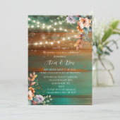 Invitation Turquoise Cuivre Peony Mariage clair Couples Show (Debout devant)