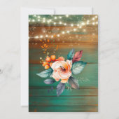 Invitation Turquoise Cuivre Peony Mariage clair Couples Show (Dos)