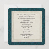 Invitation Turquoise damas et perles Renouvellement du voeu m (Dos)