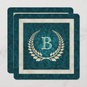 Invitation Turquoise damas et perles Renouvellement du voeu m