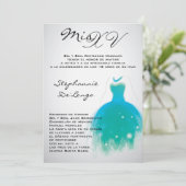 invitation turquoise d'anniversaire de Quinceanera (Debout devant)