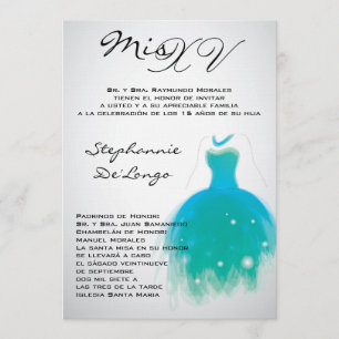 invitation turquoise d'anniversaire de Quinceanera