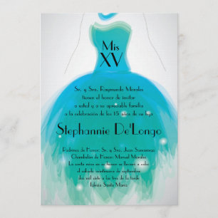 invitation turquoise d'anniversaire de Quinceanera