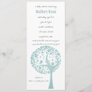 Invitation turquoise de baby shower d'arbre