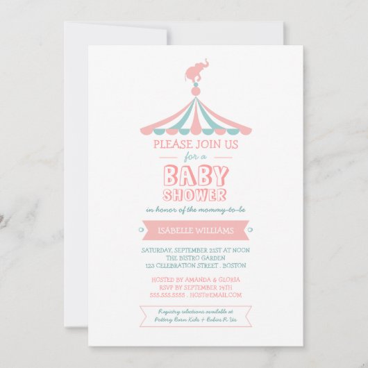 Invitation turquoise de baby shower de rose de (Devant)
