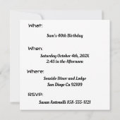 Invitation turquoise de bande rétro 1985 (Dos)