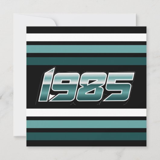 Invitation turquoise de bande rétro 1985 (Devant)