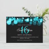 Invitation Turquoise de fête d'anniversaire de sweet sixteen (Debout devant)