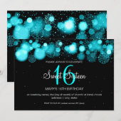 Invitation Turquoise de fête d'anniversaire de sweet sixteen (Devant / Derrière)