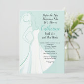 Invitation turquoise de Fête de la mariée de robe (Debout devant)