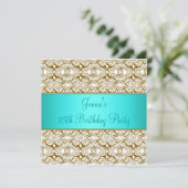 Invitation turquoise de fête du 25e anniversaire T (Debout devant)