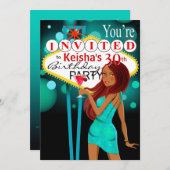 Invitation turquoise de la fête du 30e anniversaire de Las Ve (Devant / Derrière)