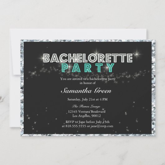 Invitation turquoise de partie de Bachelorette de (Devant)