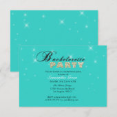 Invitation turquoise de partie de Bachelorette de (Devant / Derrière)