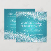 Invitation Turquoise de scintillement de vague de fête (Devant / Derrière)