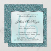 Invitation turquoise de scintillement élégant de (Devant / Derrière)