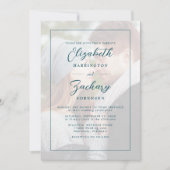 Invitation Turquoise de script photo minimaliste moderne Mari (Devant)