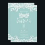 Invitation Turquoise Dentelle Turquoise Masquerade Sweet 16 P<br><div class="desc">Personnaliser pour tout événement</div>