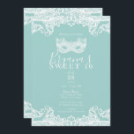 Invitation Turquoise Dentelle Turquoise Masquerade Sweet 16 P<br><div class="desc">Personnaliser pour tout événement</div>