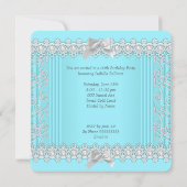 Invitation Turquoise Diamond Damask High Heure Anniversaire (Dos)
