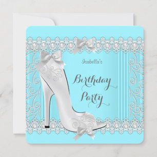 Invitation Turquoise Diamond Damask High Heure Anniversaire