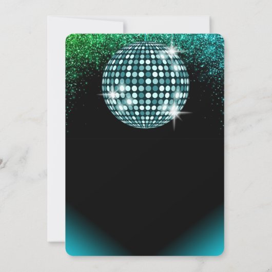 Invitation Turquoise Disco Ball Parties scintillant Dance Par (Dos)