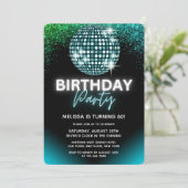 Invitation Turquoise Disco Parties scintillant de nuit Annive (Debout devant)
