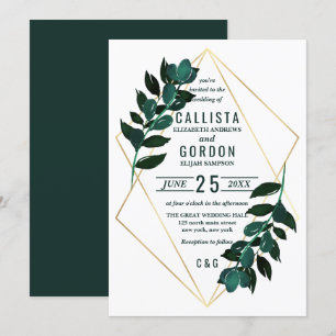 Invitation Turquoise d'or moderne Terrarium Mariage