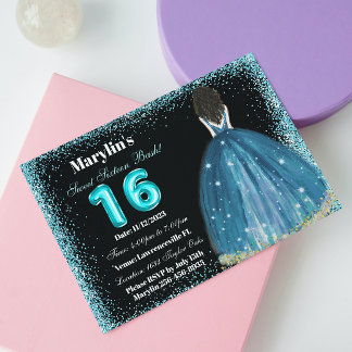 Invitation Turquoise Dreams Sweet 16 Extravaganza Princess