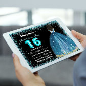 Invitation Turquoise Dreams Sweet 16 Extravaganza Princess