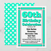Invitation turquoise du 60e anniversaire (Devant / Derrière)