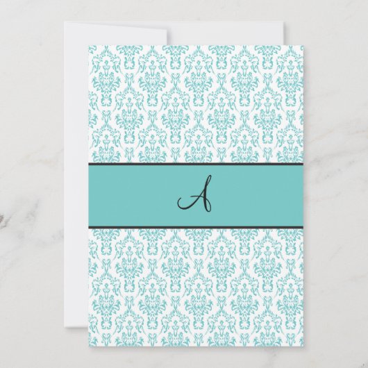 Invitation turquoise du Bat mitzvah Damask (Dos)