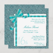 Invitation turquoise élégant de parties (Devant / Derrière)