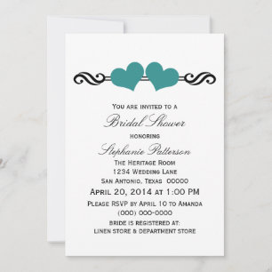 Invitation Turquoise Elegant Hearts Fête des mariées Invitati