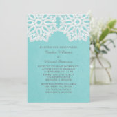 Invitation Turquoise Elegant Mariage de dentelle (Debout devant)