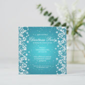 Invitation Turquoise Élégant Party Sparkle (Debout devant)