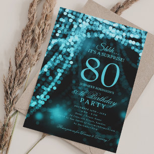 Invitation Turquoise   Élégante fête d'anniversaire surprise 