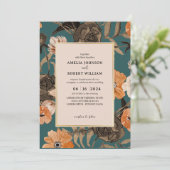 Invitation Turquoise en terre cuite Aquarelle Mariage de auto (Debout devant)