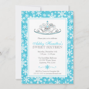 Invitation Turquoise Éperche princesse hiver Wonderland Sweet
