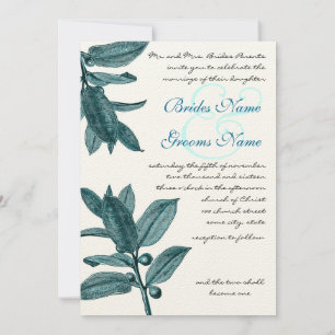Invitation Turquoise et Aqua Exotic Plante chrétien Mariage