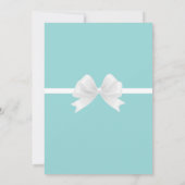 Invitation Turquoise et Argent Blanc Noeud Papillon Baby Show (Dos)