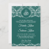 Invitation Turquoise et blanc dentelle islamique Mariage musu (Devant)