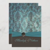 Invitation Turquoise et Brown (Devant / Derrière)