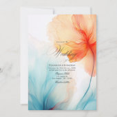 Invitation Turquoise et Corail Mariage Moderne Abstrait à l'E (Devant)