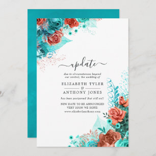 Invitation Turquoise et corail Rustique Mariage mise à jour