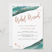 Invitation Turquoise et Faux Rose Gold Geode Bridal Brunch (Devant)