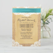 Invitation Turquoise et Fête des mariées Burlap en dentelle (Debout devant)